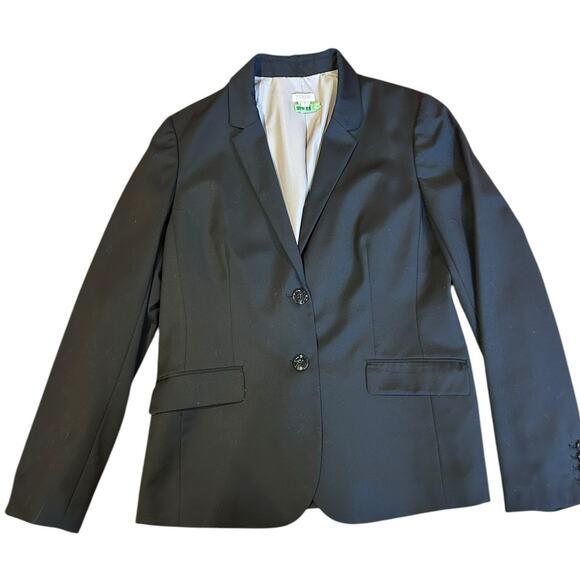 J. CREW Black Wool Blend Blazer 2-button Suit Jacket Work Bossgirl Women's 12 - Picture 2 of 6